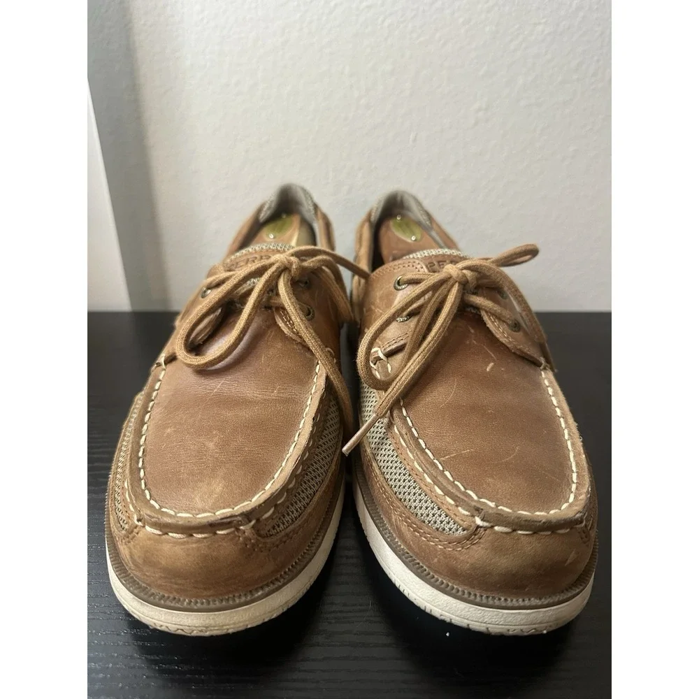 Sperry 2-Eye Top-Sider Boat Shoe Medium Brown Leather Men's Sz 9 W #STS22067